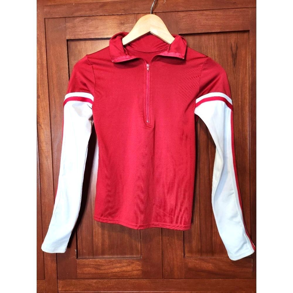 Chasse Performance Red & White Collared Zip Jersey White Sleeves Size Small
